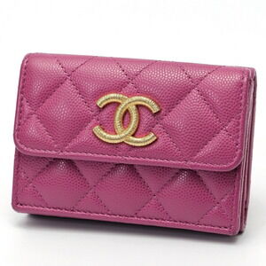 CHANEL Purple Caviar Leather Wallet